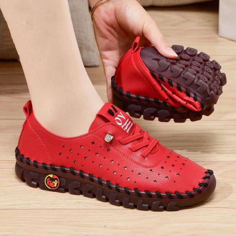 Tênis e sapatos Ortopédico mocassins de couro confortável para mulher .