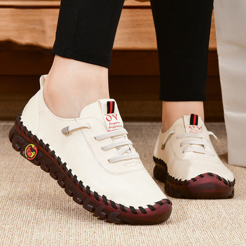 Tênis e sapatos Ortopédico mocassins de couro confortável para mulher .