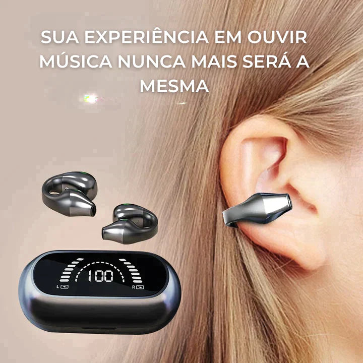 Fone de ouvido bluetooth de condução óssea - تجربة الصوت 