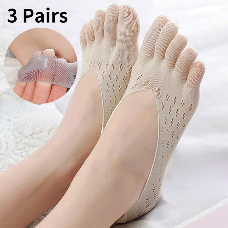3 pares mulheres cinco dedos do pé respirável